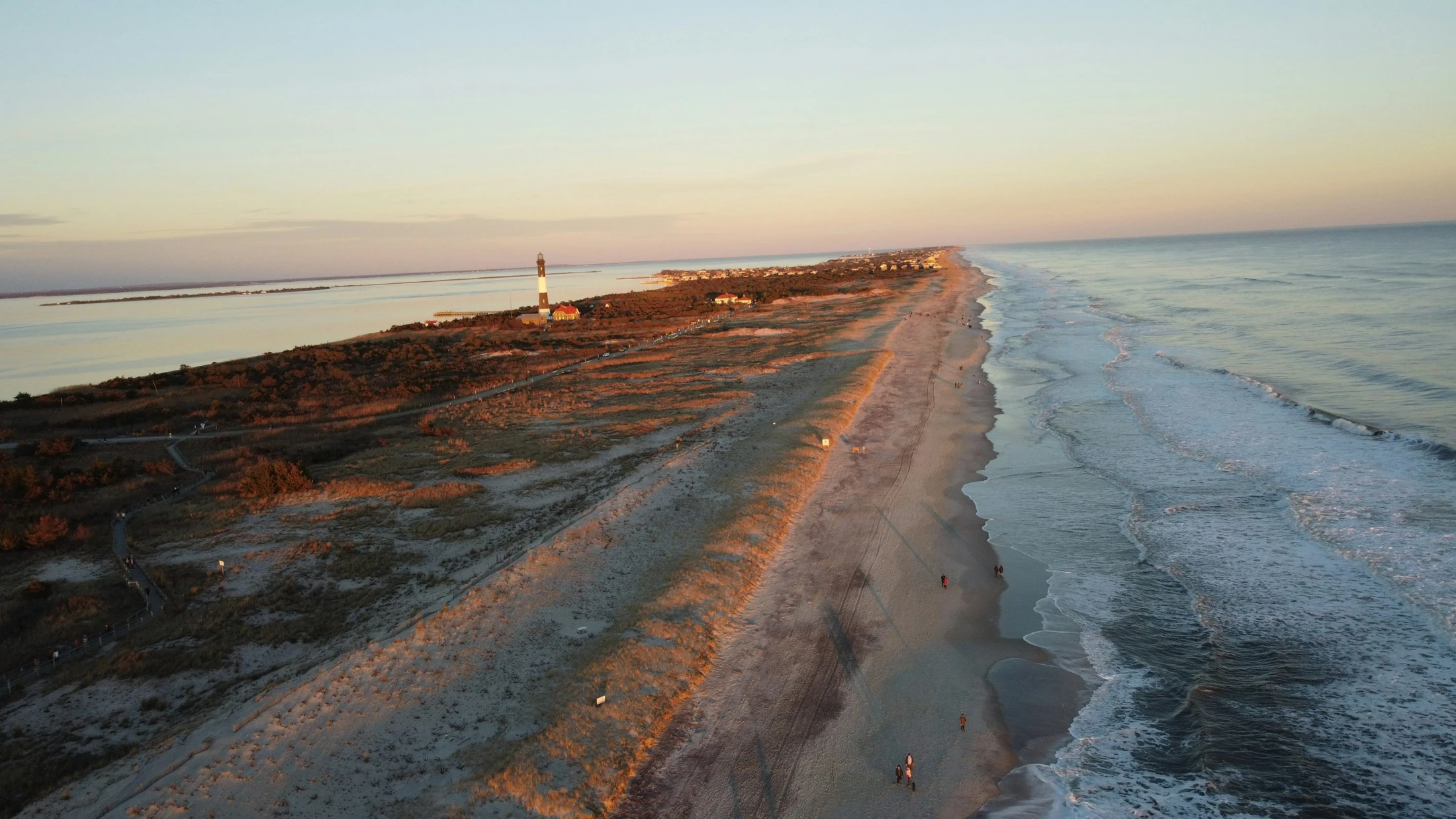 An aerial view along the Fire Island coastline, Long Island